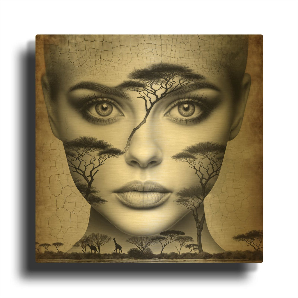 'Thinking of Africa 1' By Rey Klimt Gold Metal Wall Art