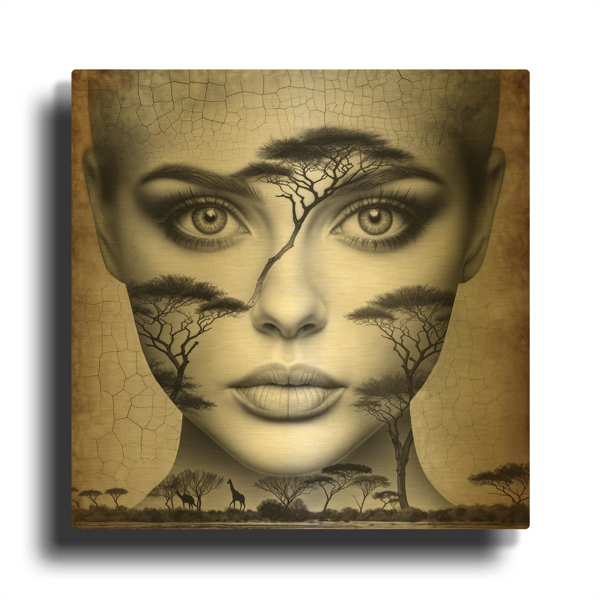 'Thinking of Africa 1' By Rey Klimt Gold Metal Wall Art