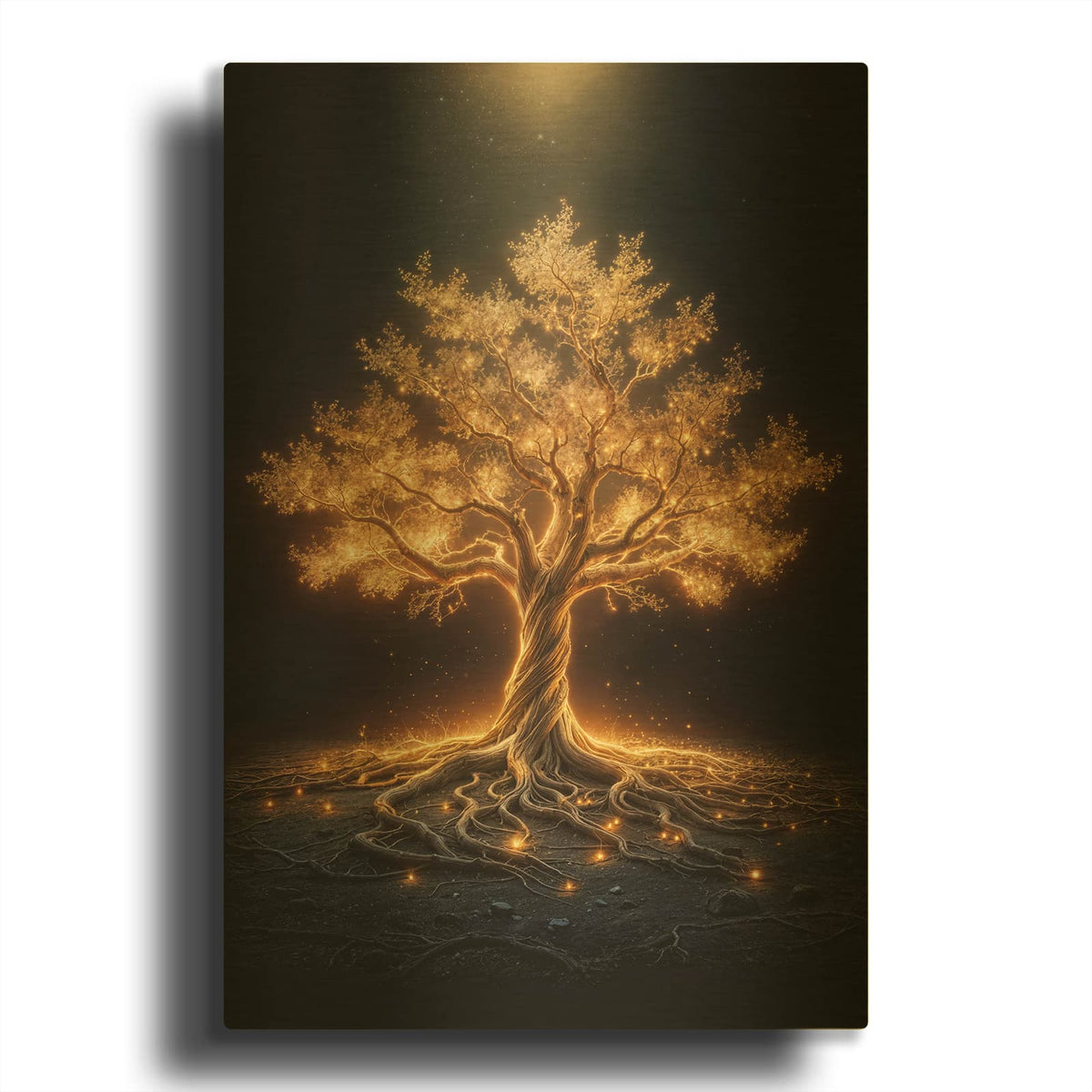 'Tree Glow 3' By Rey Klimt Gold Metal Wall Art