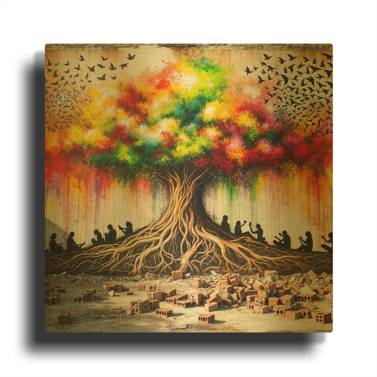 'Wisdom Tree 3' By Rey Klimt Gold Metal Wall Art