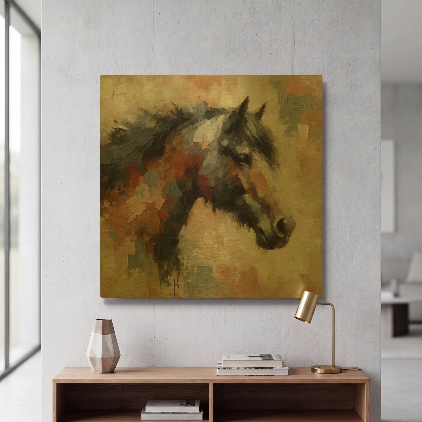 'Brown Horse 2' By Rich Monet Gold Metal Wall Art