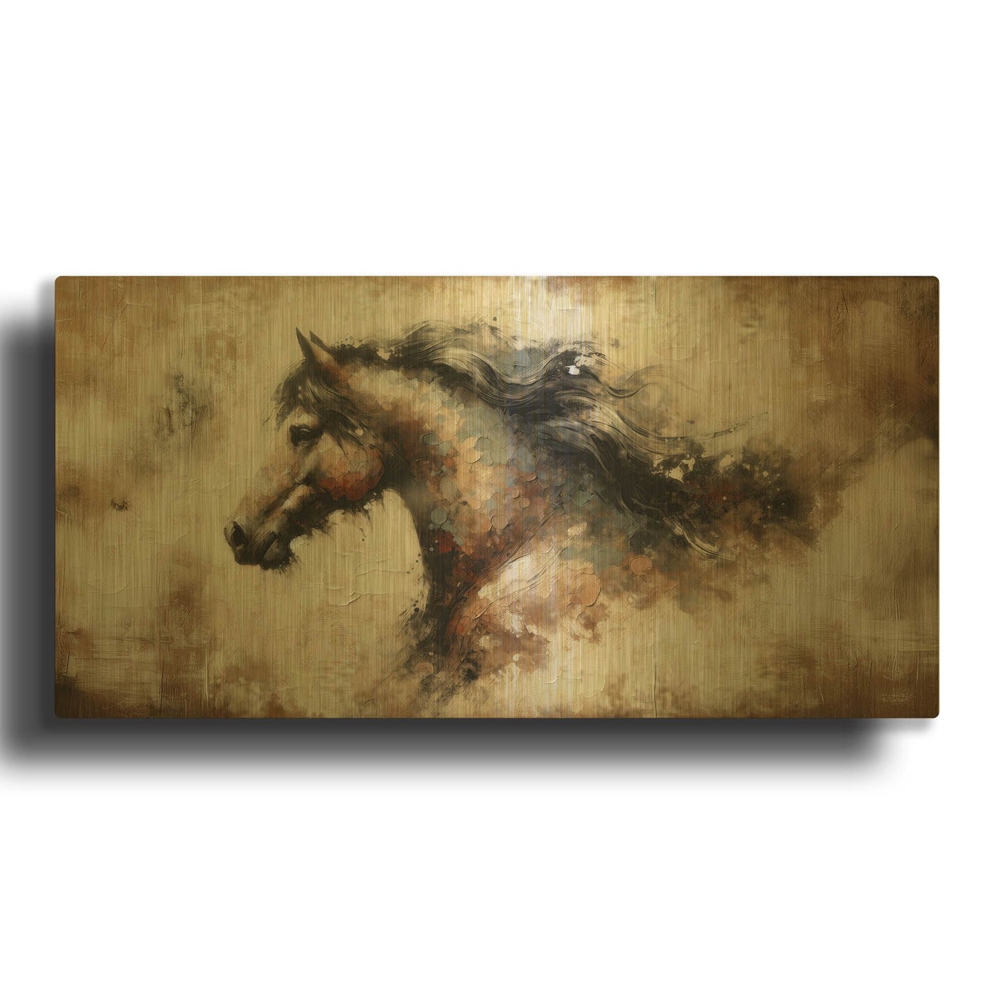 'Brown Horse' By Rich Monet Gold Metal Wall Art