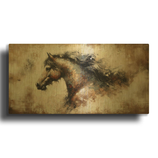 'Brown Horse' By Rich Monet Gold Metal Wall Art