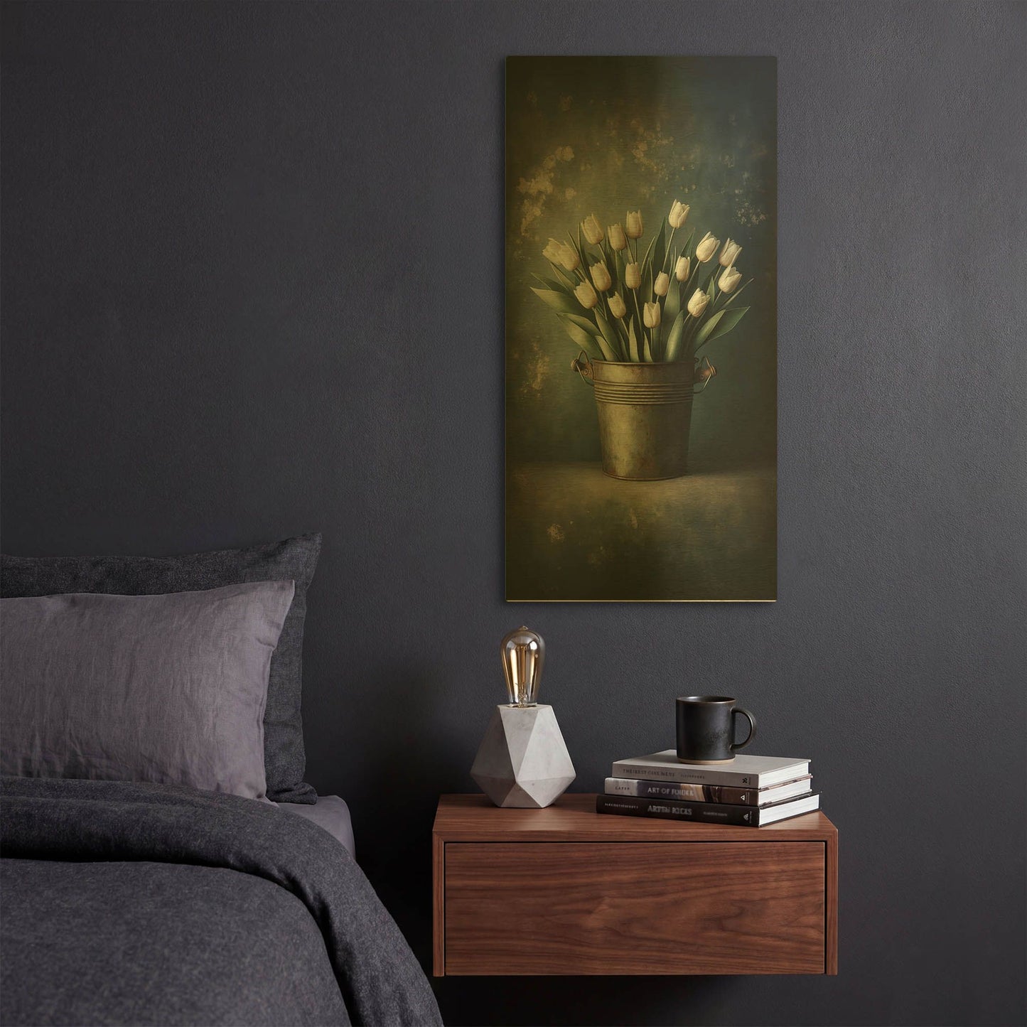 'Bucket O Tulips' By Rich Monet Gold Metal Wall Art