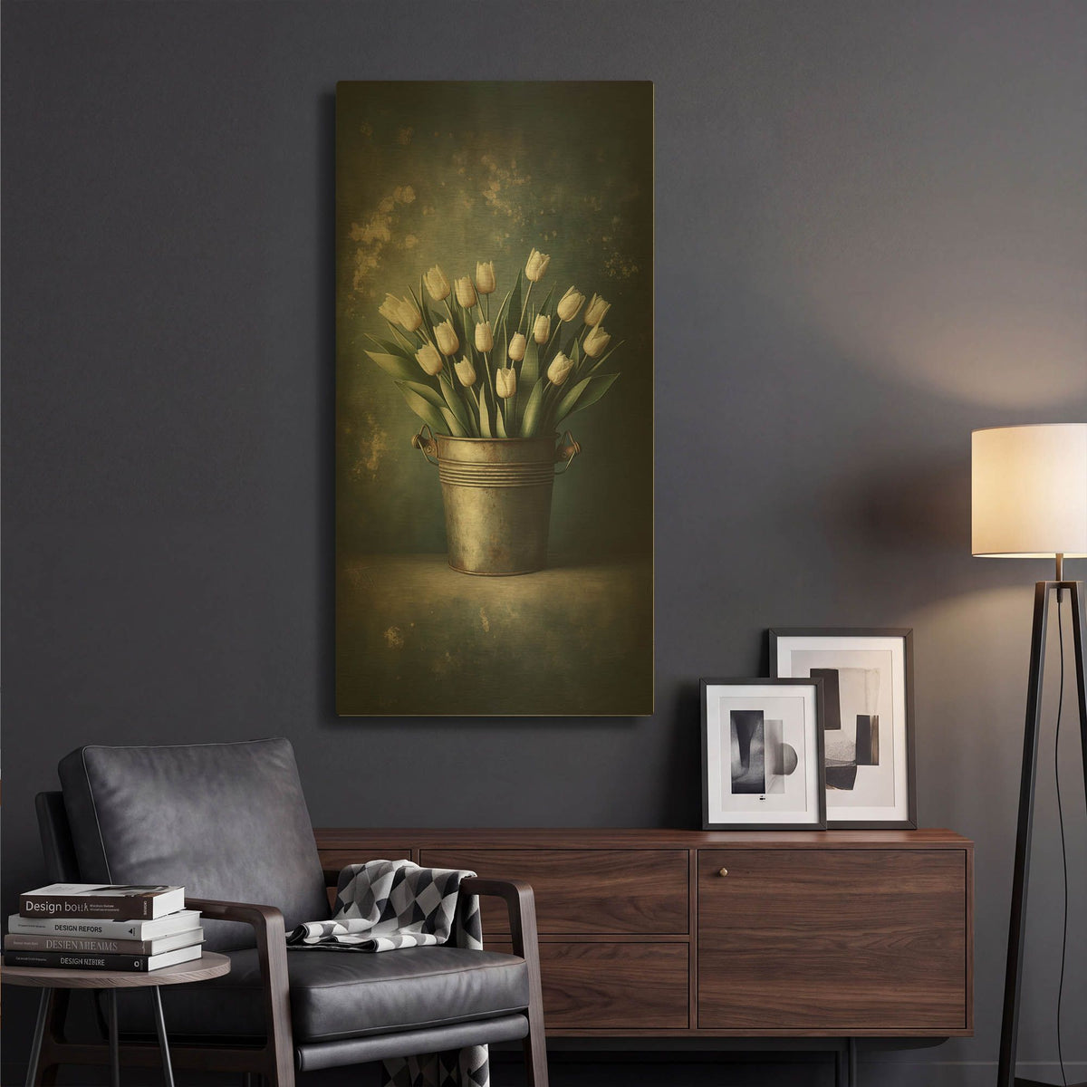 'Bucket O Tulips' By Rich Monet Gold Metal Wall Art