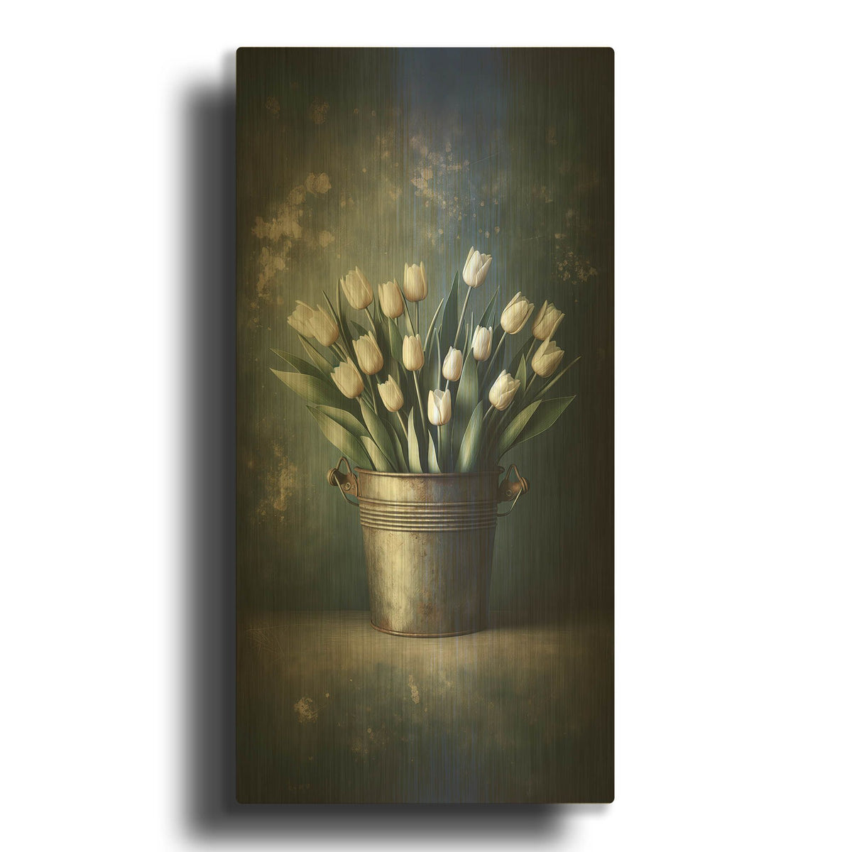'Bucket O Tulips' By Rich Monet Gold Metal Wall Art