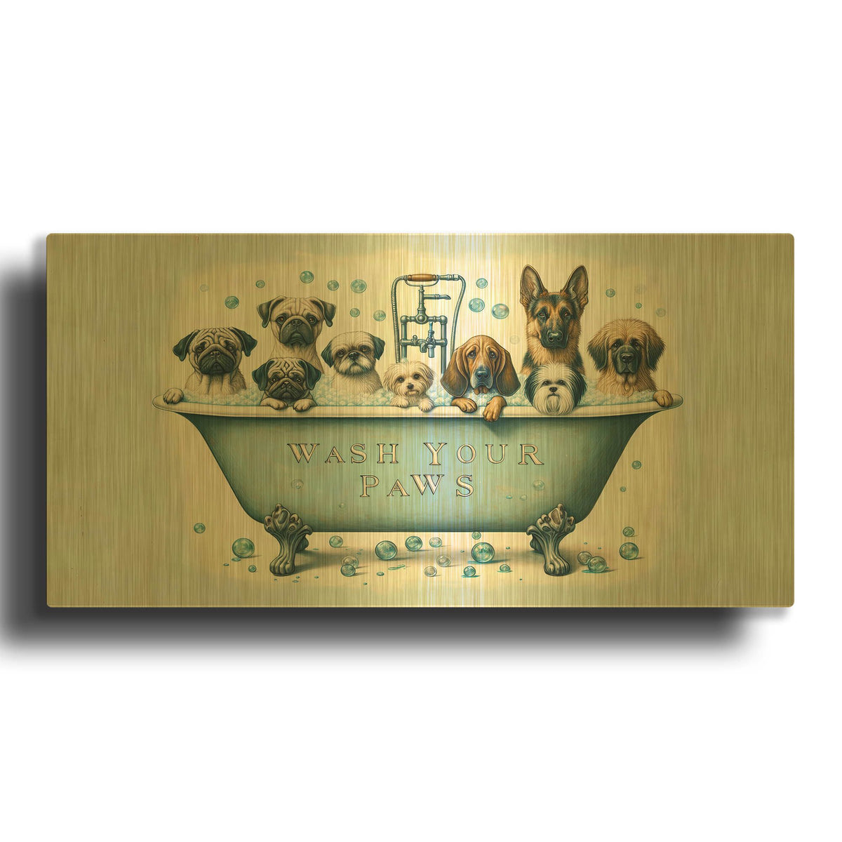 'Clean Paws' By Rich Monet Gold Metal Wall Art