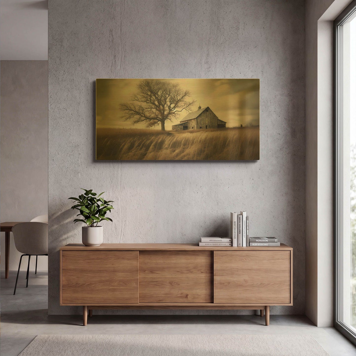 'Iowa Farm' By Rich Monet Gold Metal Wall Art