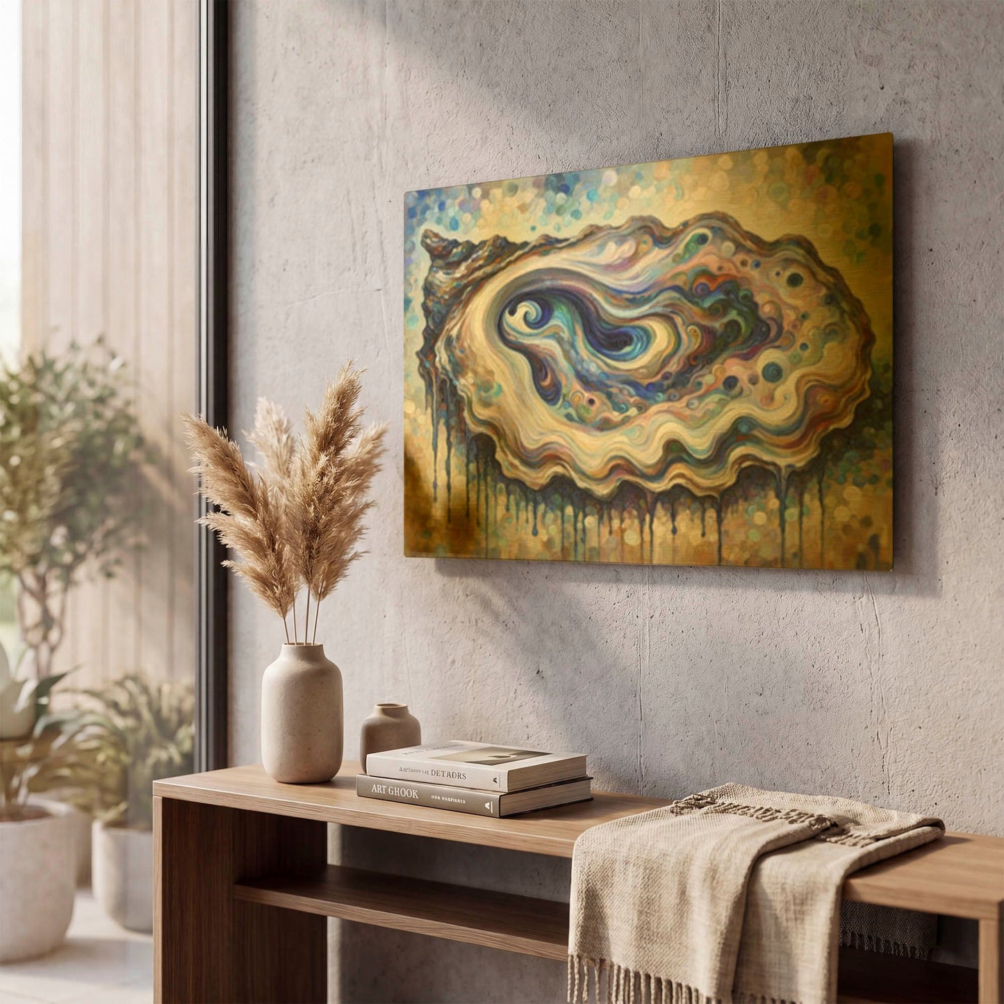 'Trippy Oyster' By Rich Monet Gold Metal Wall Art