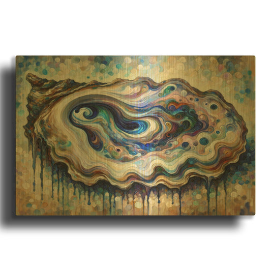 'Trippy Oyster' By Rich Monet Gold Metal Wall Art