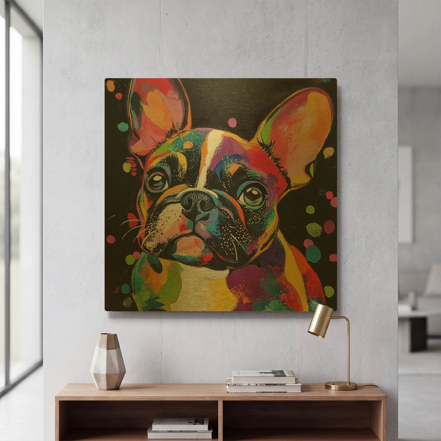 'Woof French Bulldog' By Rich Monet Gold Metal Wall Art