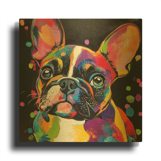 'Woof French Bulldog' By Rich Monet Gold Metal Wall Art