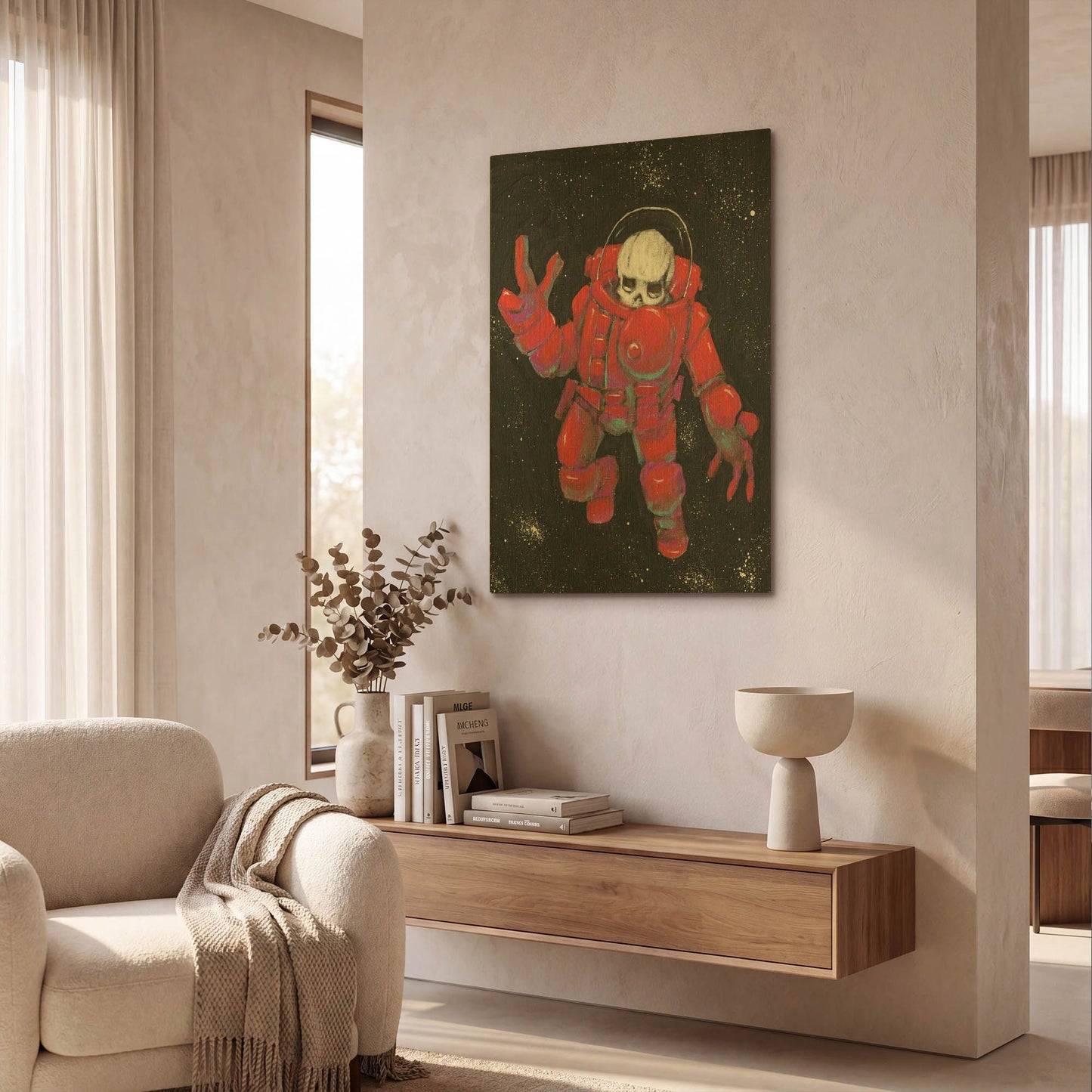 'Astro Skull' By Craig Snodgrass Gold Metal Wall Art