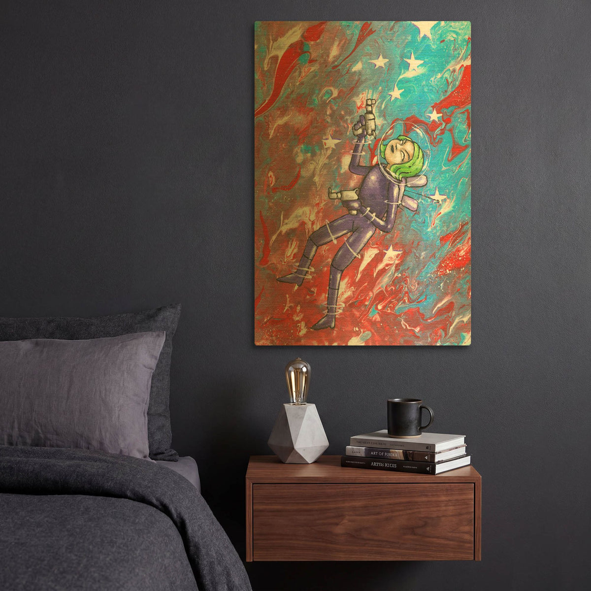 'Space Girl 1' By Craig Snodgrass Gold Metal Wall Art
