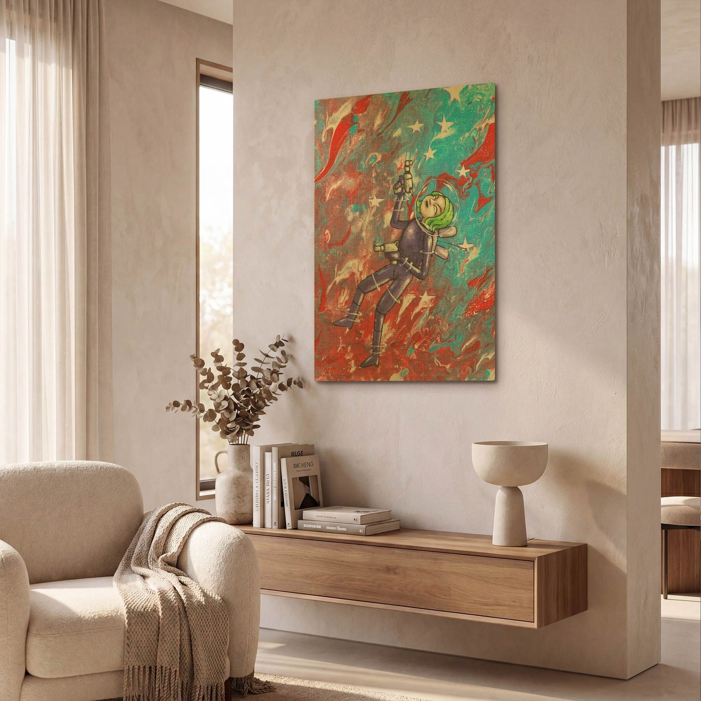 'Space Girl 1' By Craig Snodgrass Gold Metal Wall Art