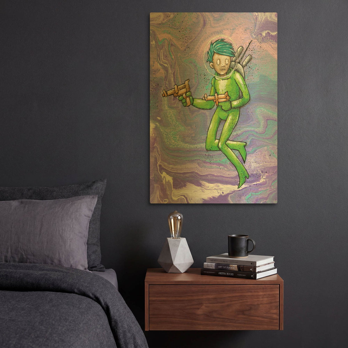 'Space Girl 2' By Craig Snodgrass Gold Metal Wall Art
