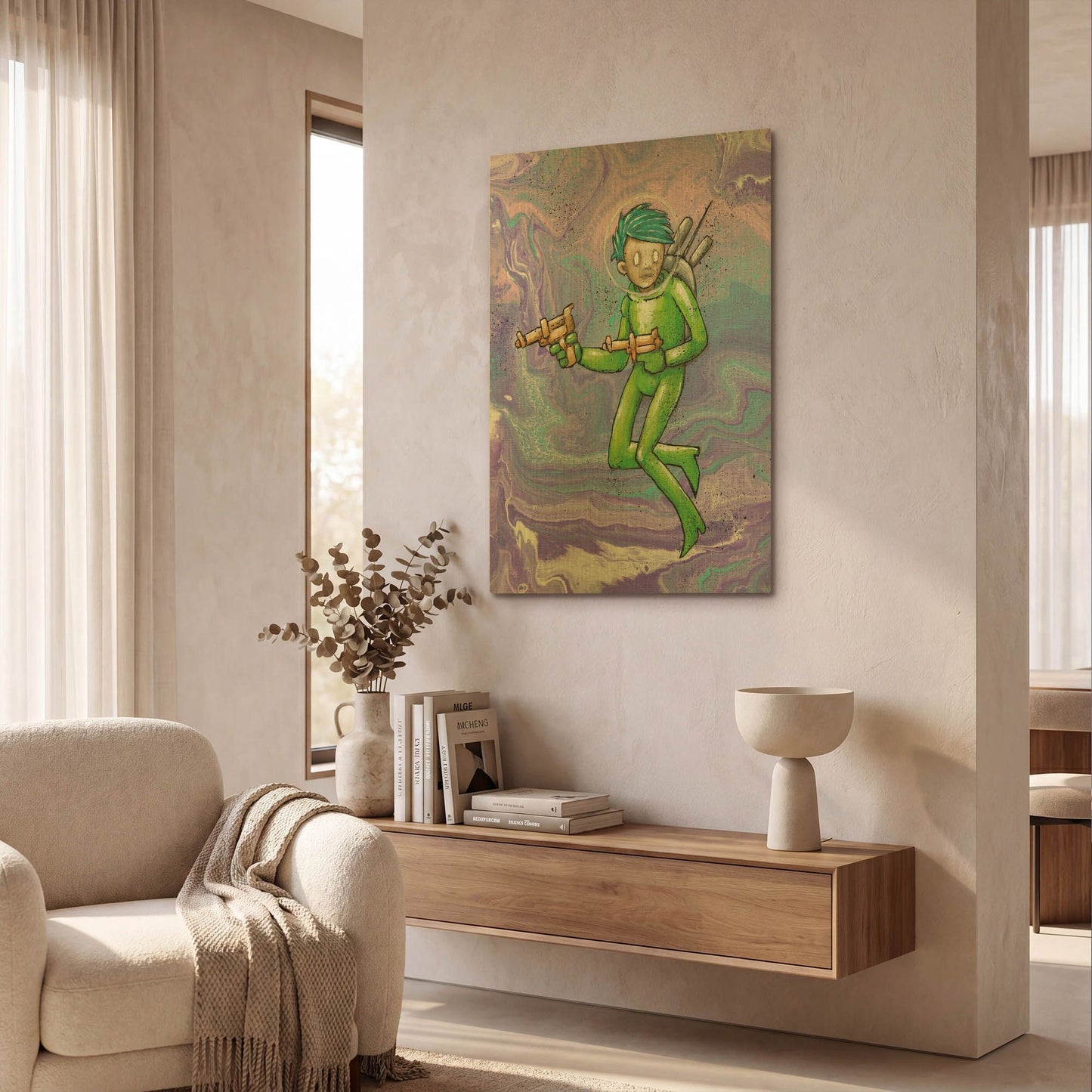 'Space Girl 2' By Craig Snodgrass Gold Metal Wall Art