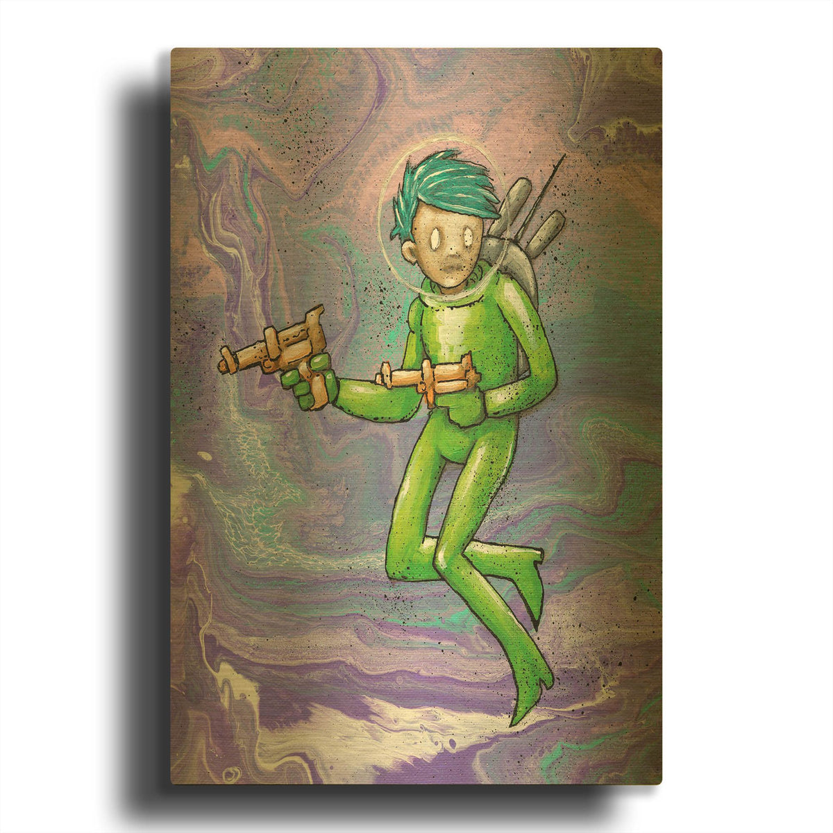 'Space Girl 2' By Craig Snodgrass Gold Metal Wall Art