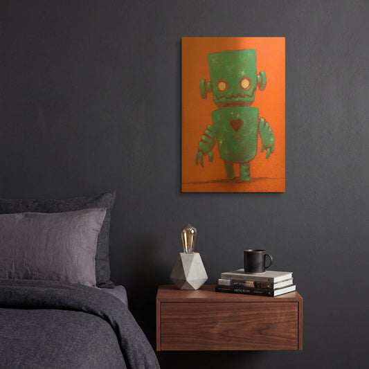 'frank-o-bot' By Craig Snodgrass Gold Metal Wall Art