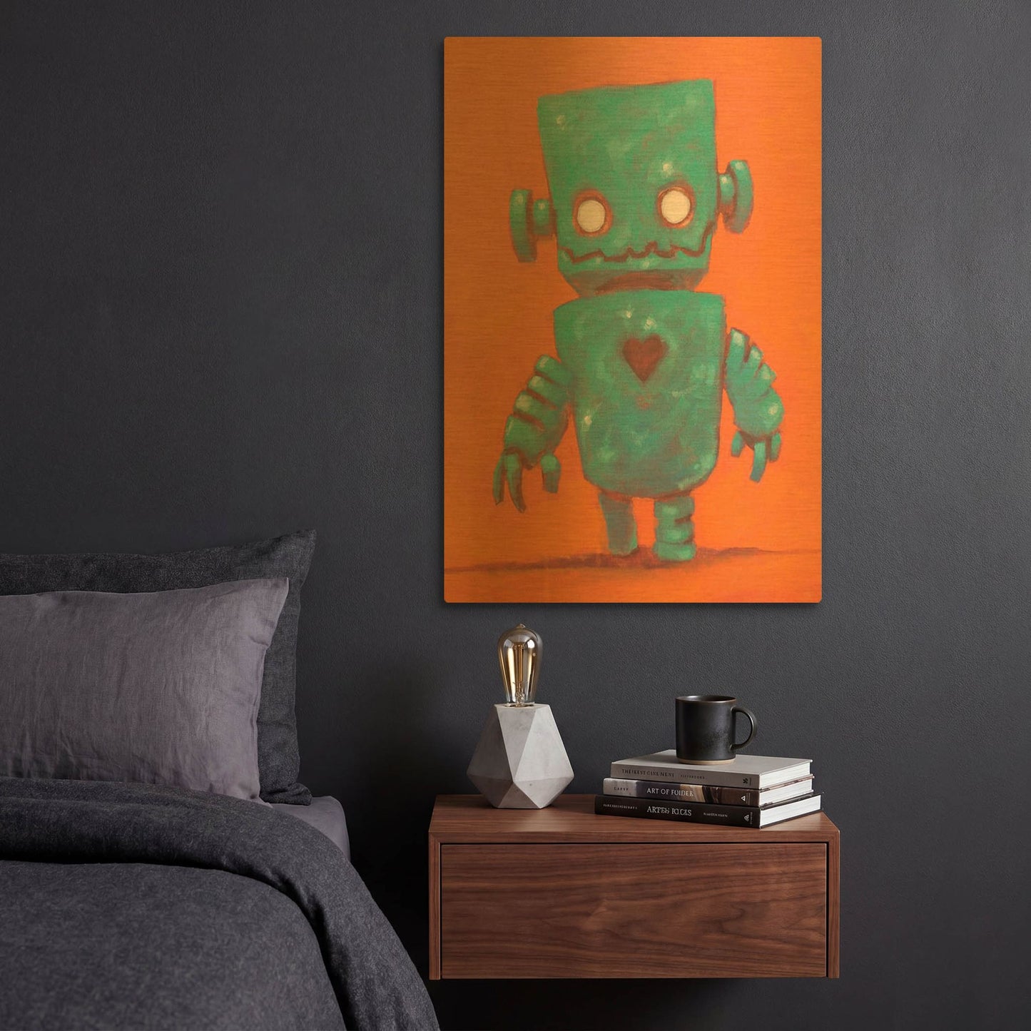 'frank-o-bot' By Craig Snodgrass Gold Metal Wall Art