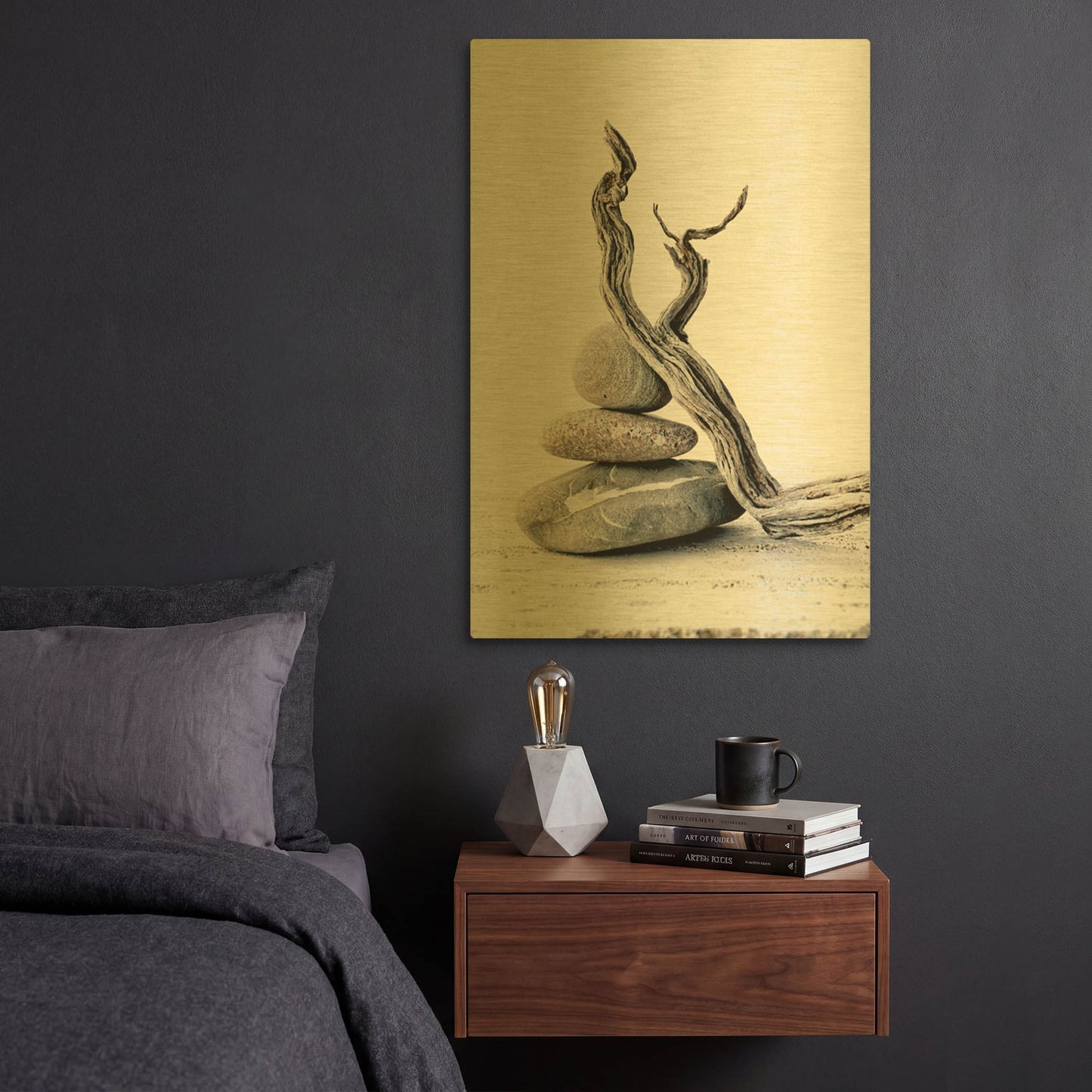 'Elemental Zen' By Elena Ray Gold Metal Wall Art