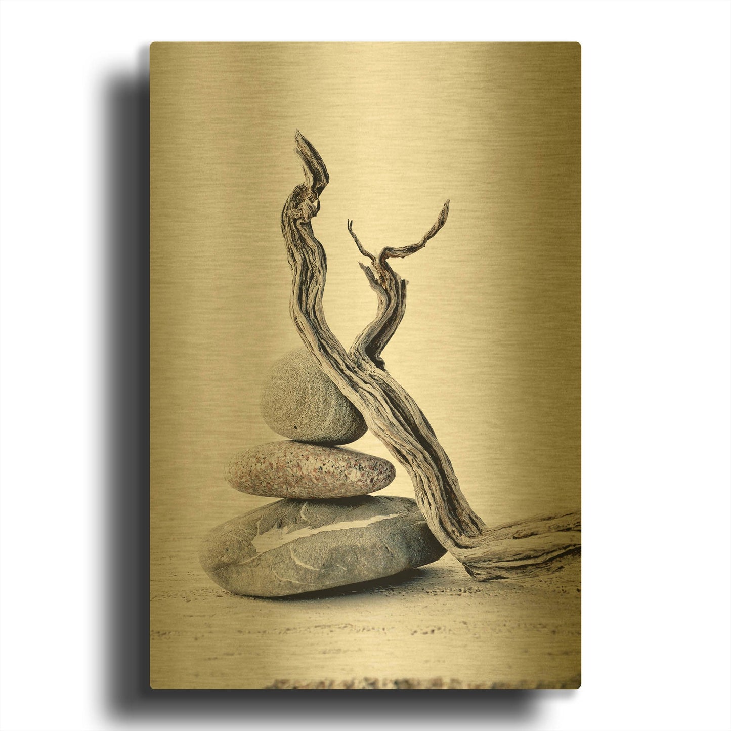 'Elemental Zen' By Elena Ray Gold Metal Wall Art