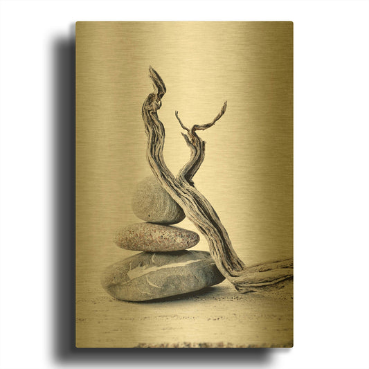 'Elemental Zen' By Elena Ray Gold Metal Wall Art