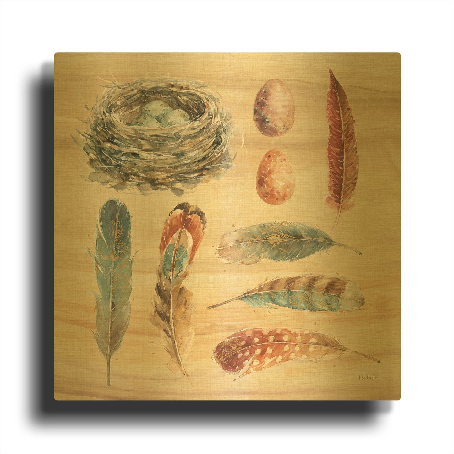 'Spiced Nature X' By Lisa Audit Gold Metal Wall Art