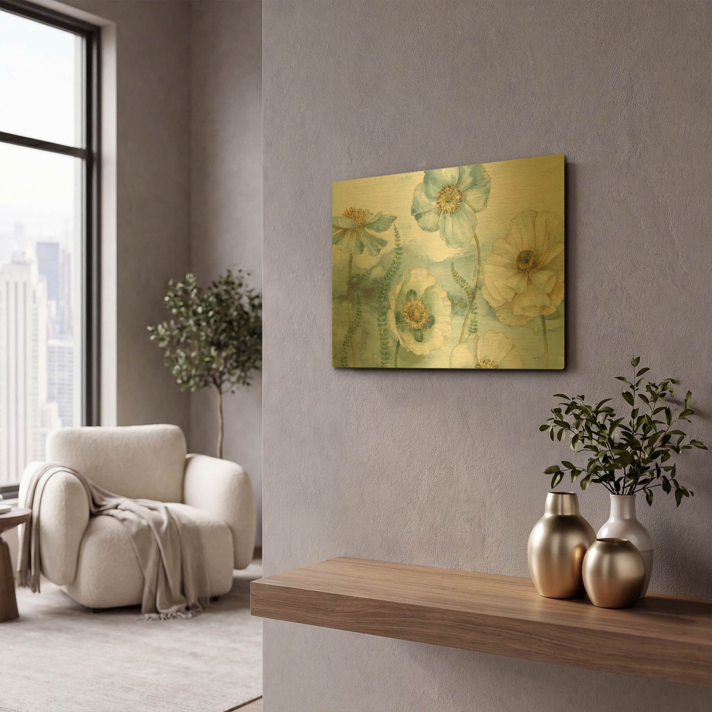 'My Greenhouse Flowers X' By Lisa Audit Gold Metal Wall Art