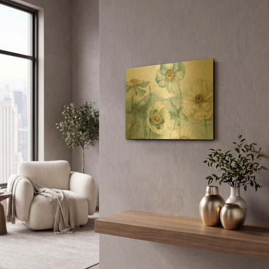 'My Greenhouse Flowers X' By Lisa Audit Gold Metal Wall Art