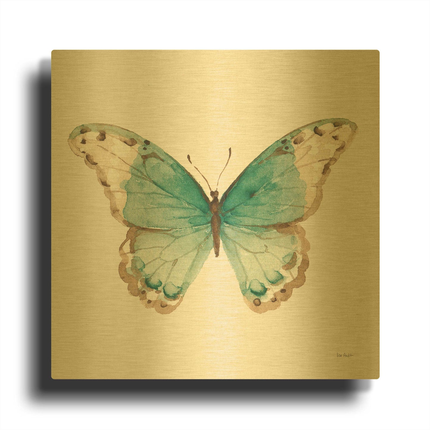 'Colorful Breeze XII with Teal' By Lisa Audit Gold Metal Wall Art