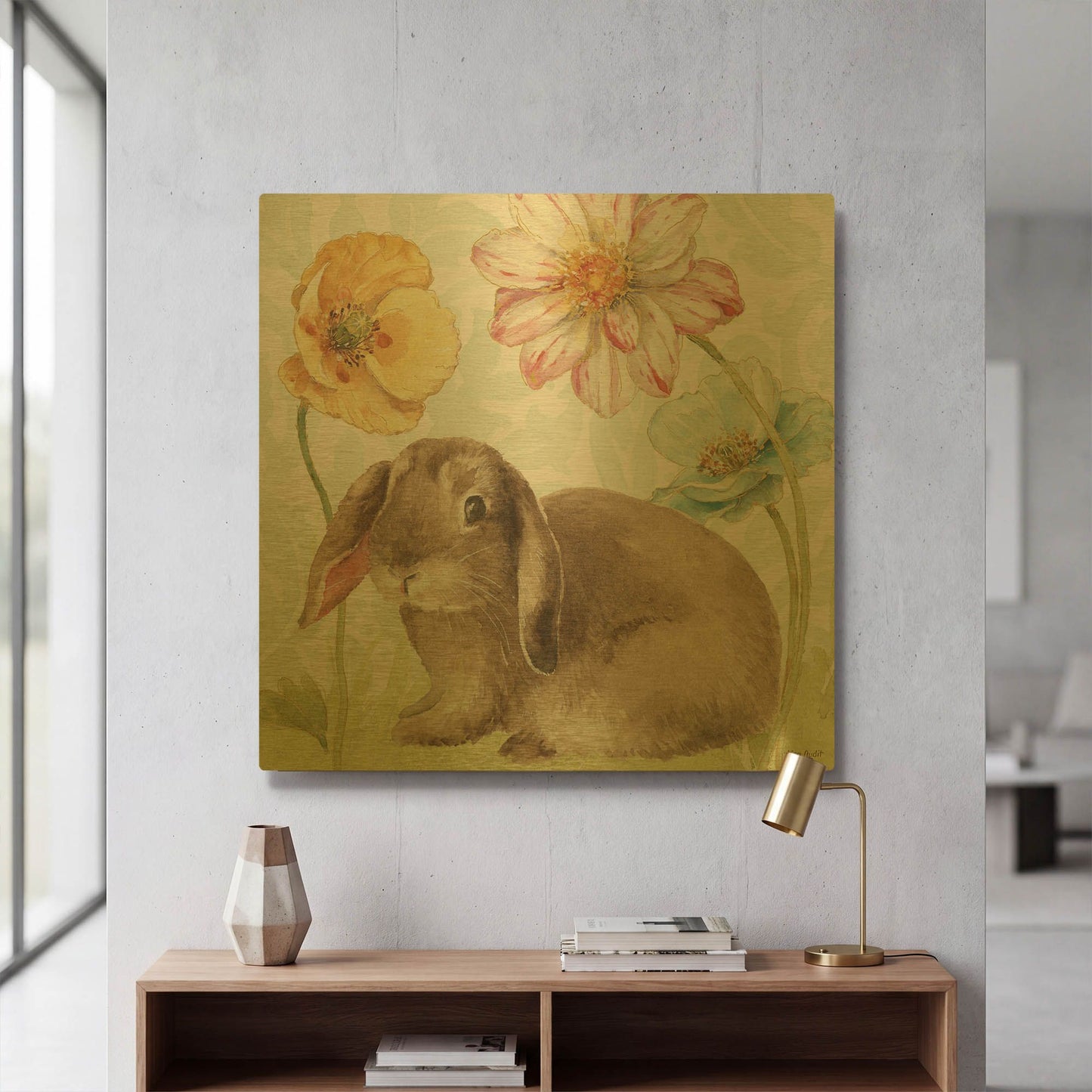'Spring Softies Bunnies III' By Lisa Audit Gold Metal Wall Art