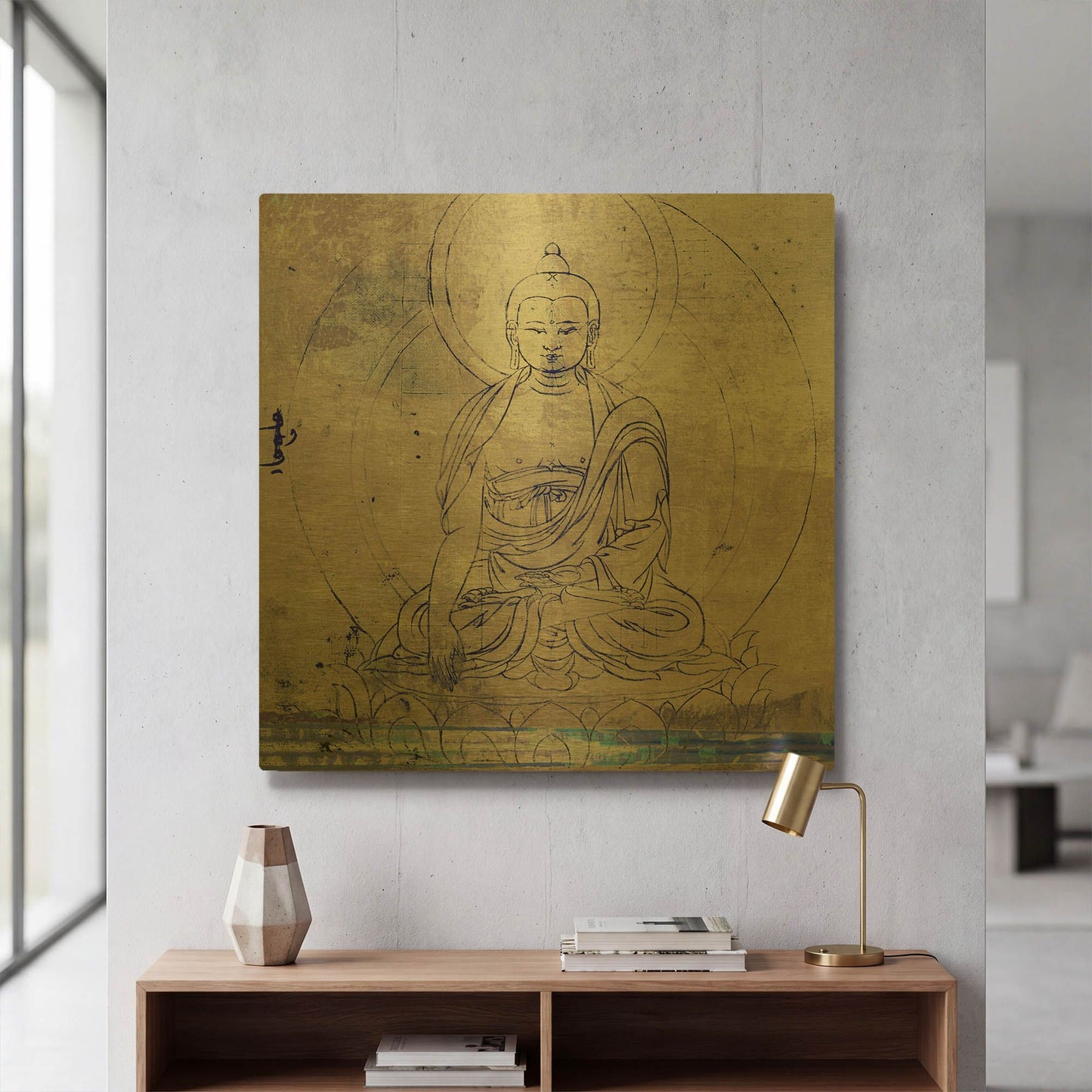 'Lotus Position' By Elena Ray Gold Metal Wall Art