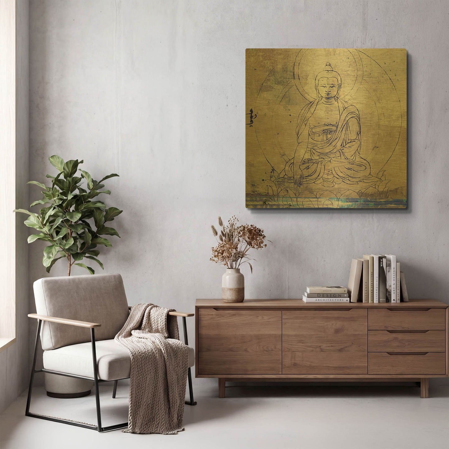 'Lotus Position' By Elena Ray Gold Metal Wall Art