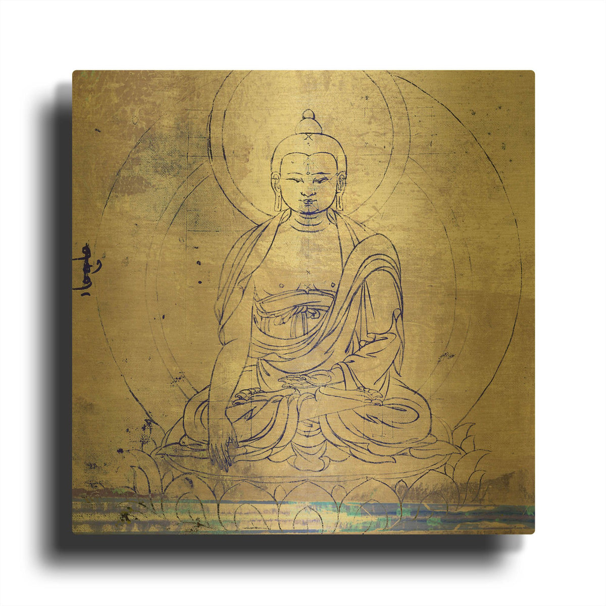 'Lotus Position' By Elena Ray Gold Metal Wall Art