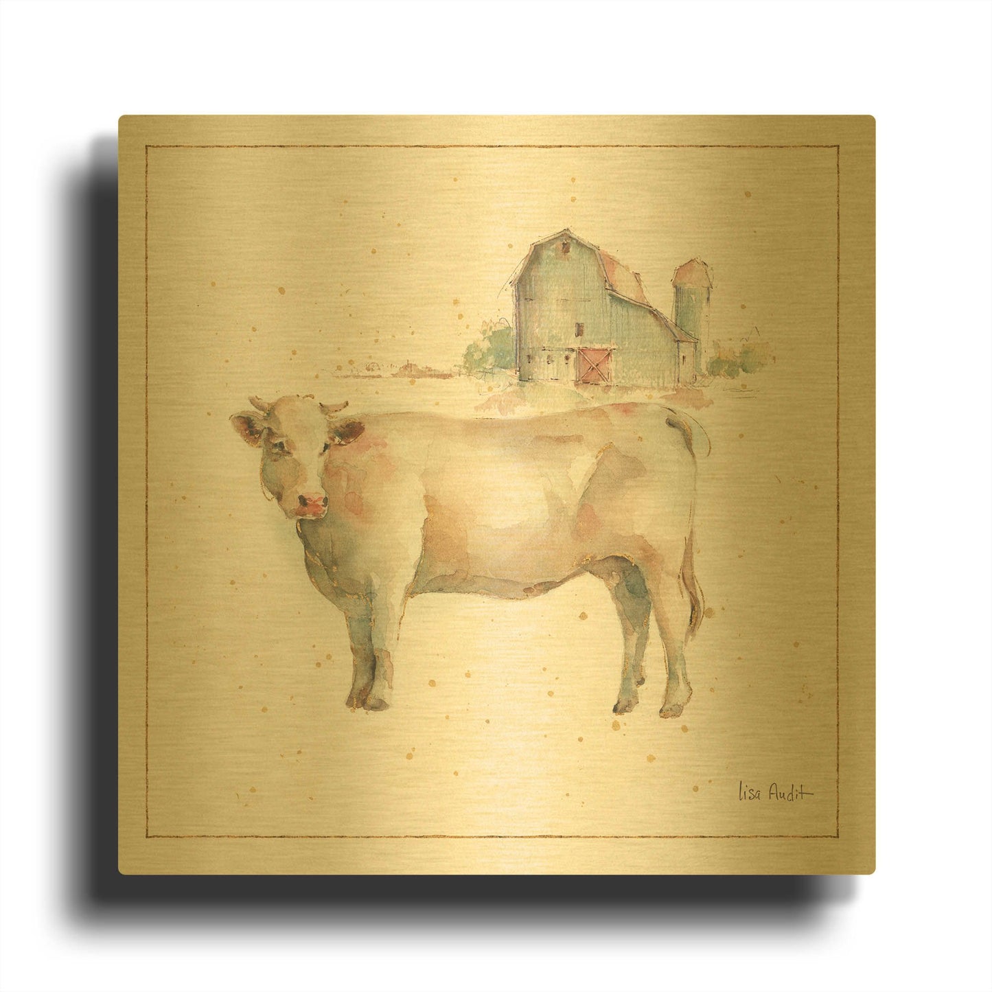 'Farm Friends VIII' By Lisa Audit Gold Metal Wall Art