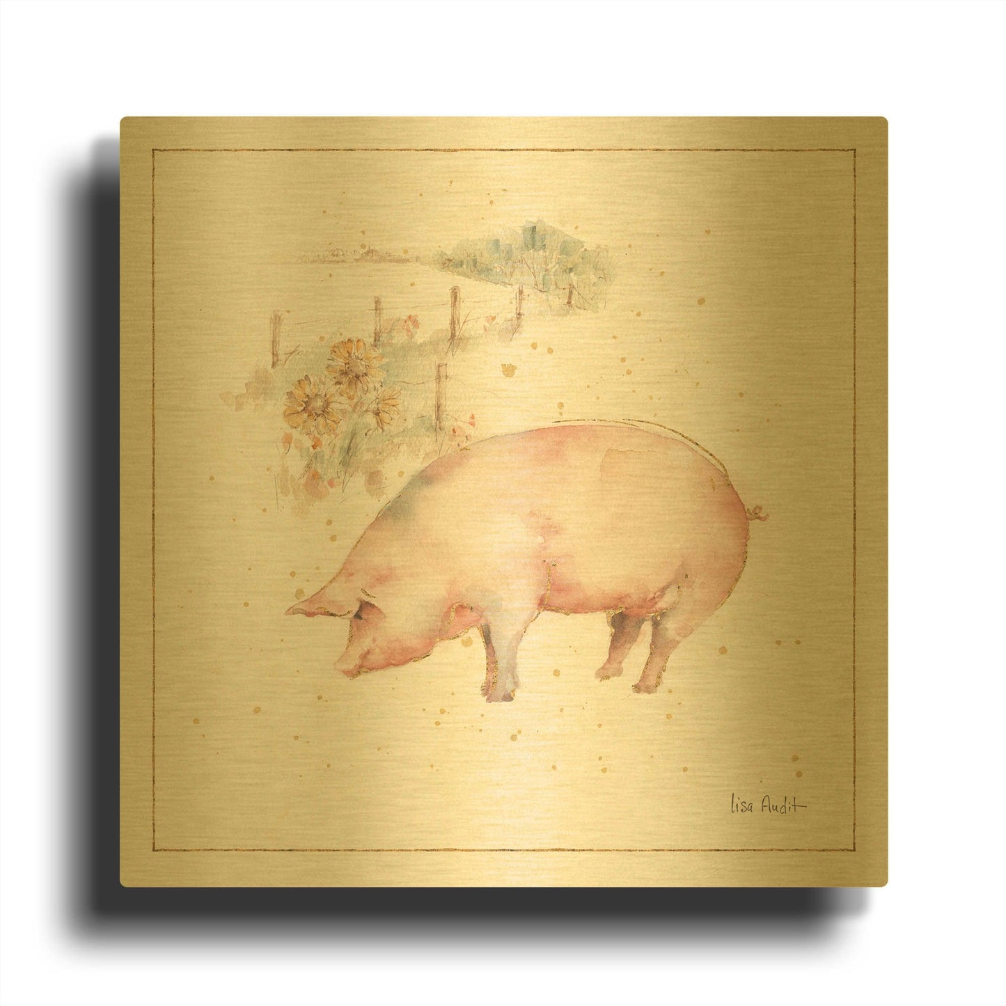 'Farm Friends IX' By Lisa Audit Gold Metal Wall Art