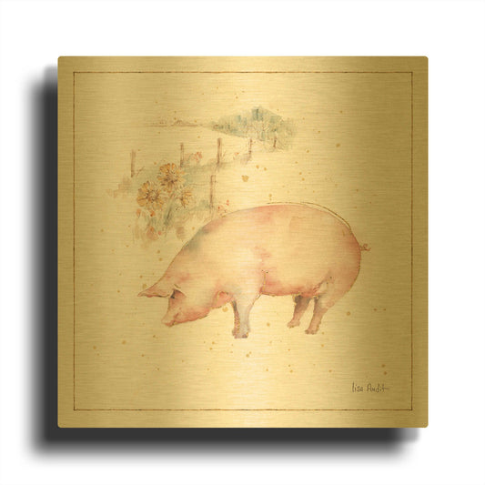 'Farm Friends IX' By Lisa Audit Gold Metal Wall Art