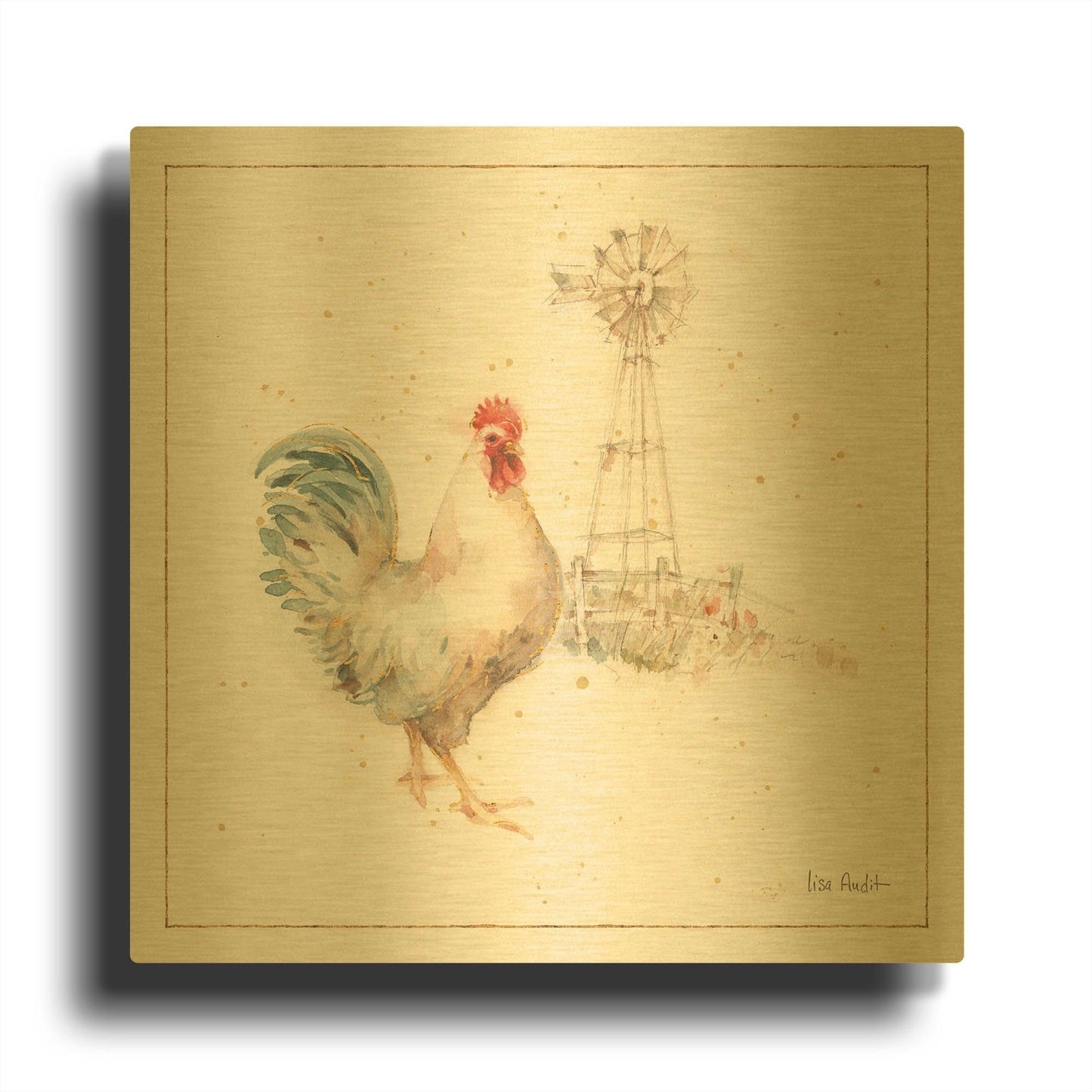 'Farm Friends XI' By Lisa Audit Gold Metal Wall Art