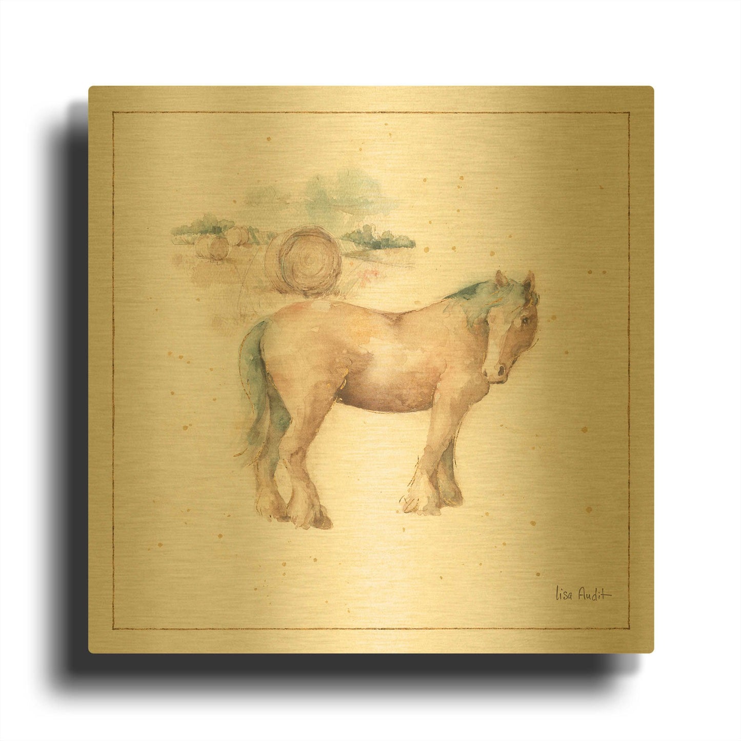'Farm Friends XII' By Lisa Audit Gold Metal Wall Art