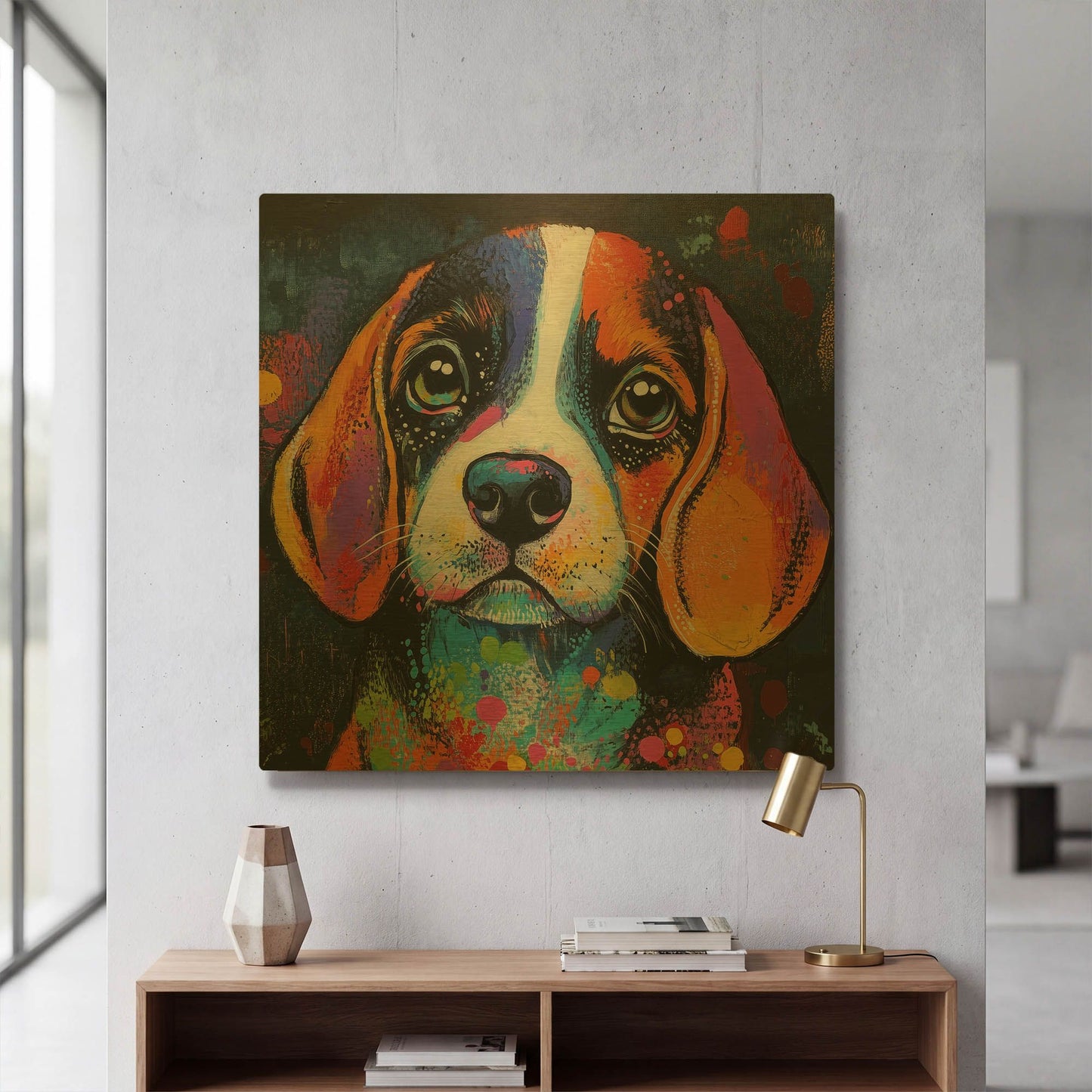 'Woof Beagle' By Rich Monet Gold Metal Wall Art