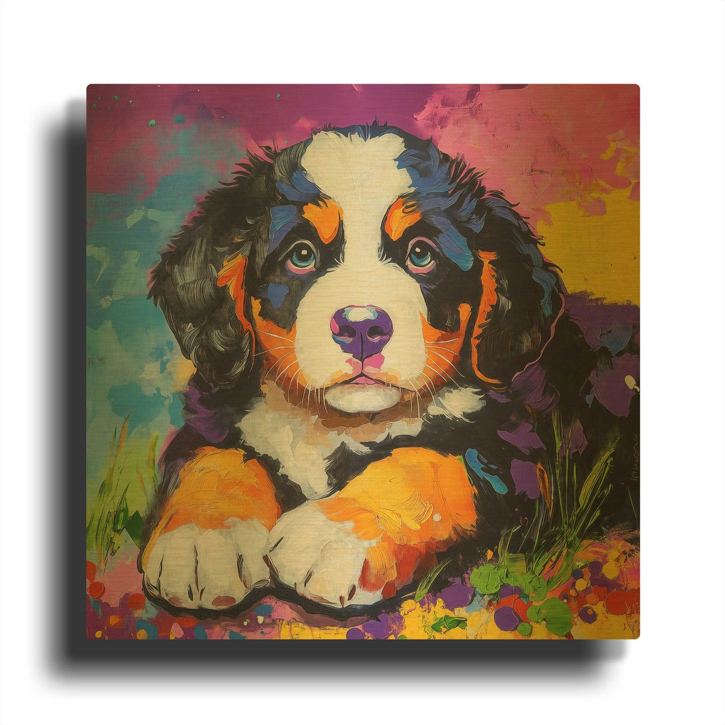 'Woof Bernese Mountain Dog' By Rich Monet Gold Metal Wall Art