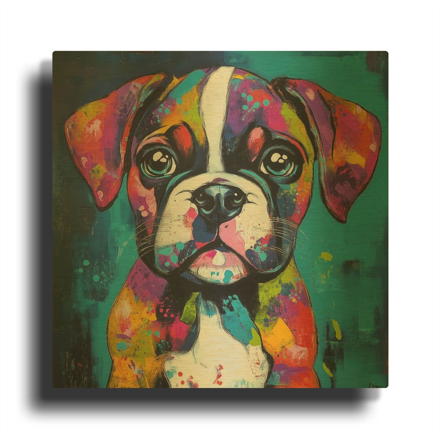'Woof Boxer' By Rich Monet Gold Metal Wall Art