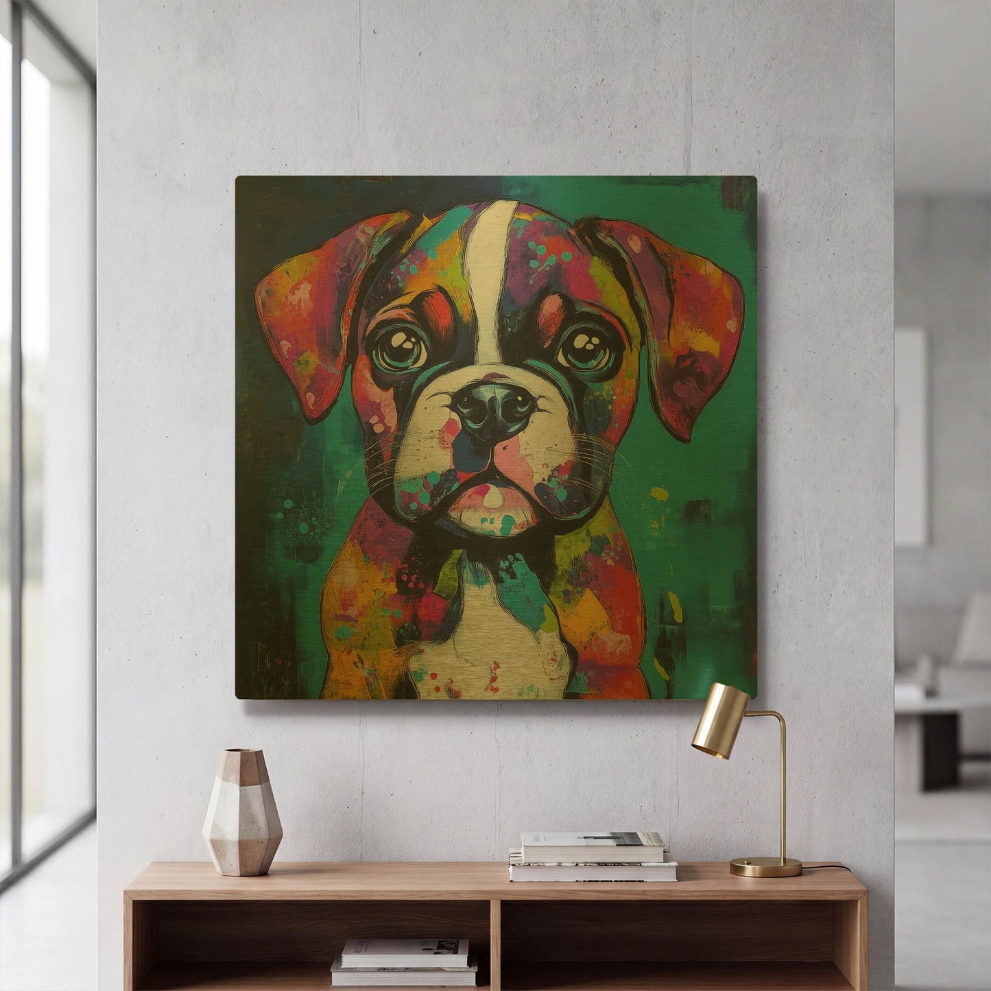 'Woof Boxer' By Rich Monet Gold Metal Wall Art