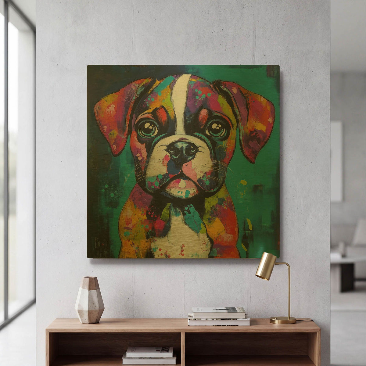 'Woof Boxer' By Rich Monet Gold Metal Wall Art