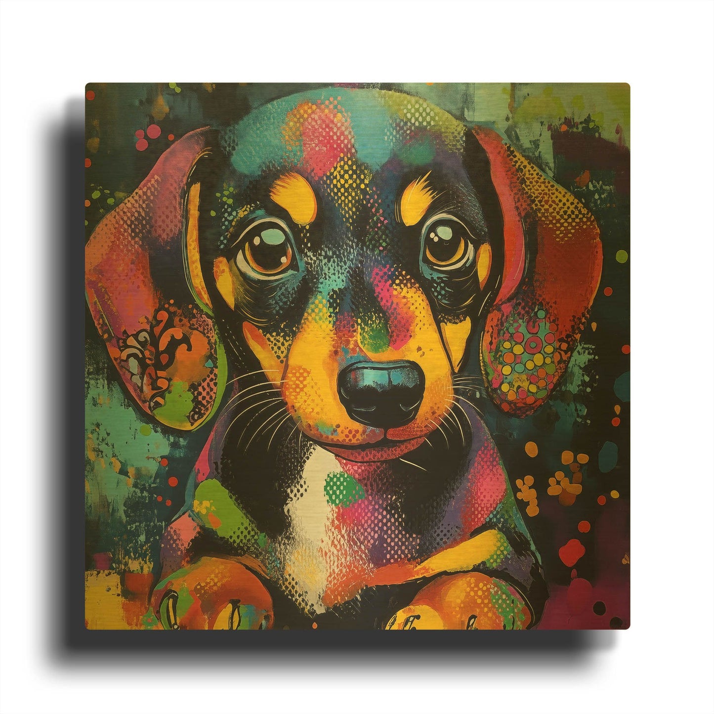 'Woof Dachshund' By Rich Monet Gold Metal Wall Art