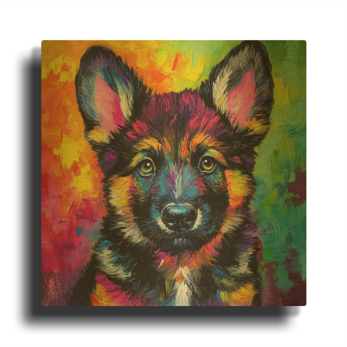 'Woof German Shepherd' By Rich Monet Gold Metal Wall Art