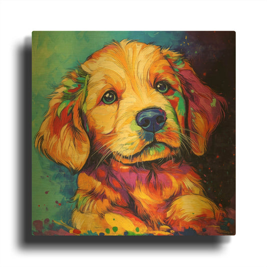 'Woof Golden Retriever' By Rich Monet Gold Metal Wall Art