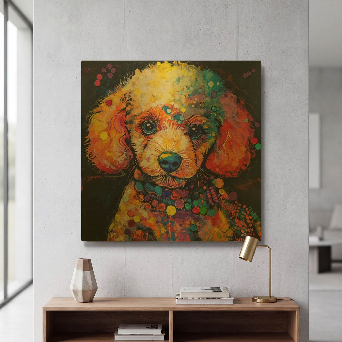 'Woof Poodle' By Rich Monet Gold Metal Wall Art