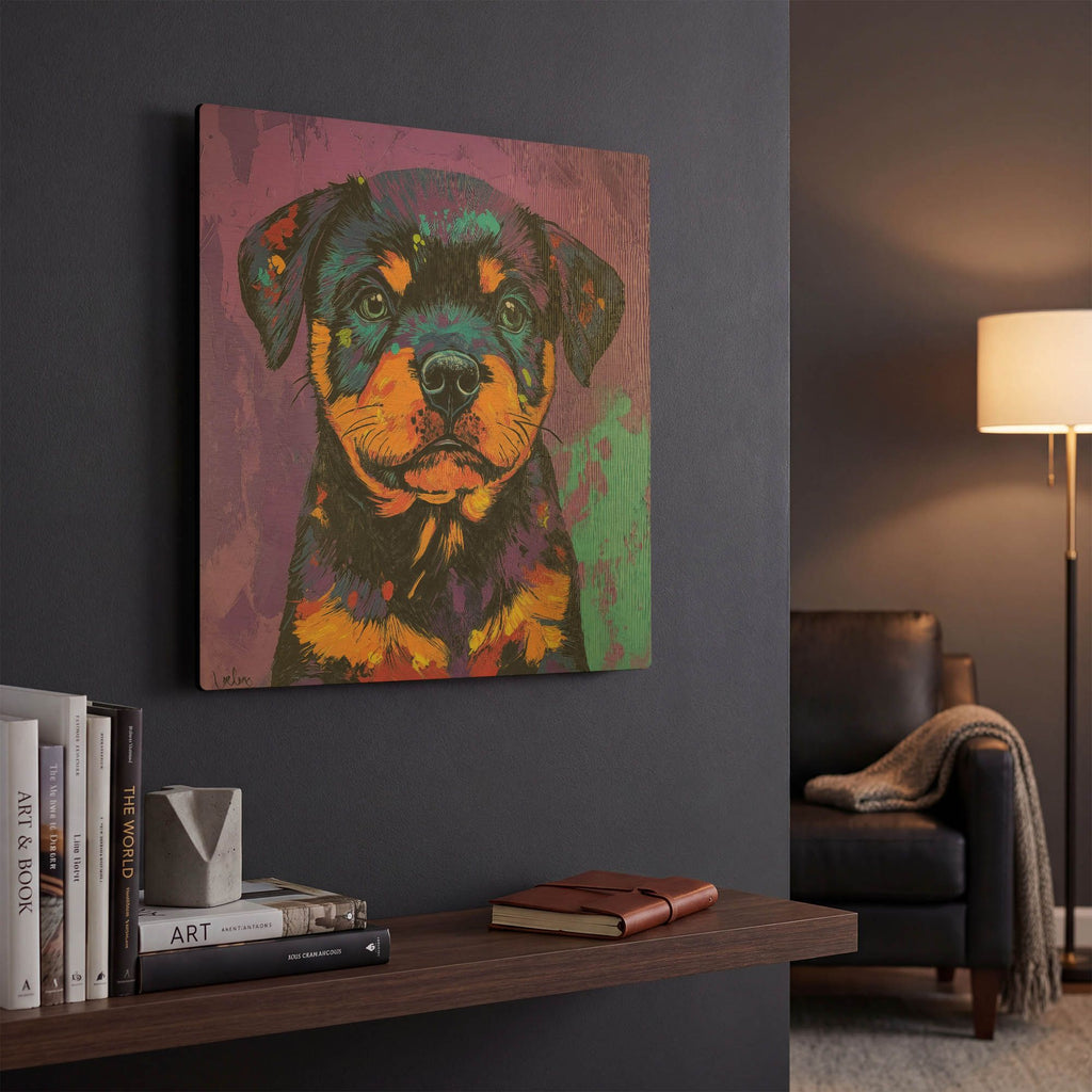'Woof Rottweiler' By Rich Monet Gold Metal Wall Art